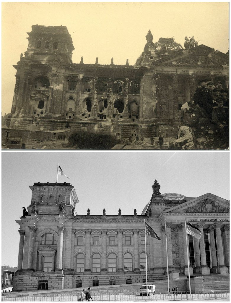 Берлин в руинах в 1945-ом и сейчас 1