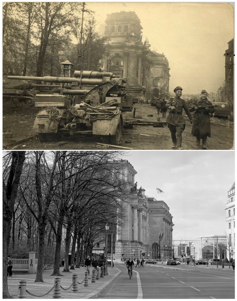 Берлин в руинах в 1945-ом и сейчас 3