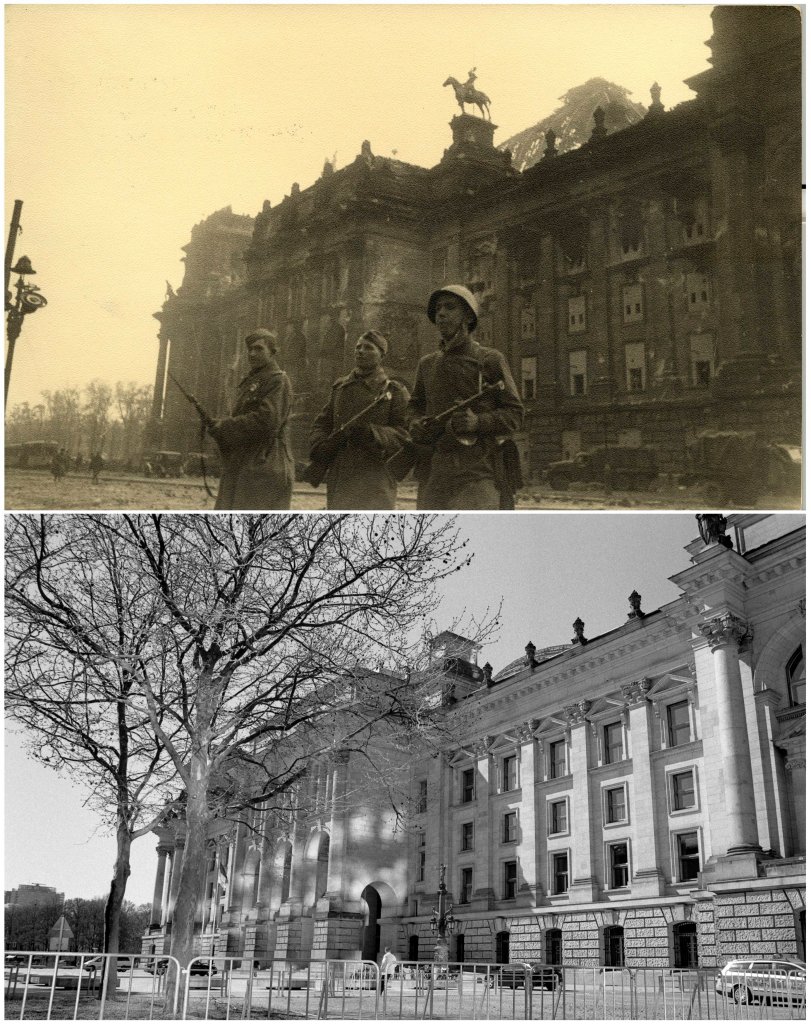 Берлин в руинах в 1945-ом и сейчас 4