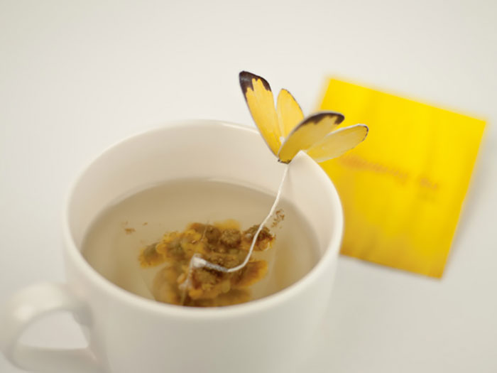 4. Чайный пакетик с ярлычком в форме бабочки.