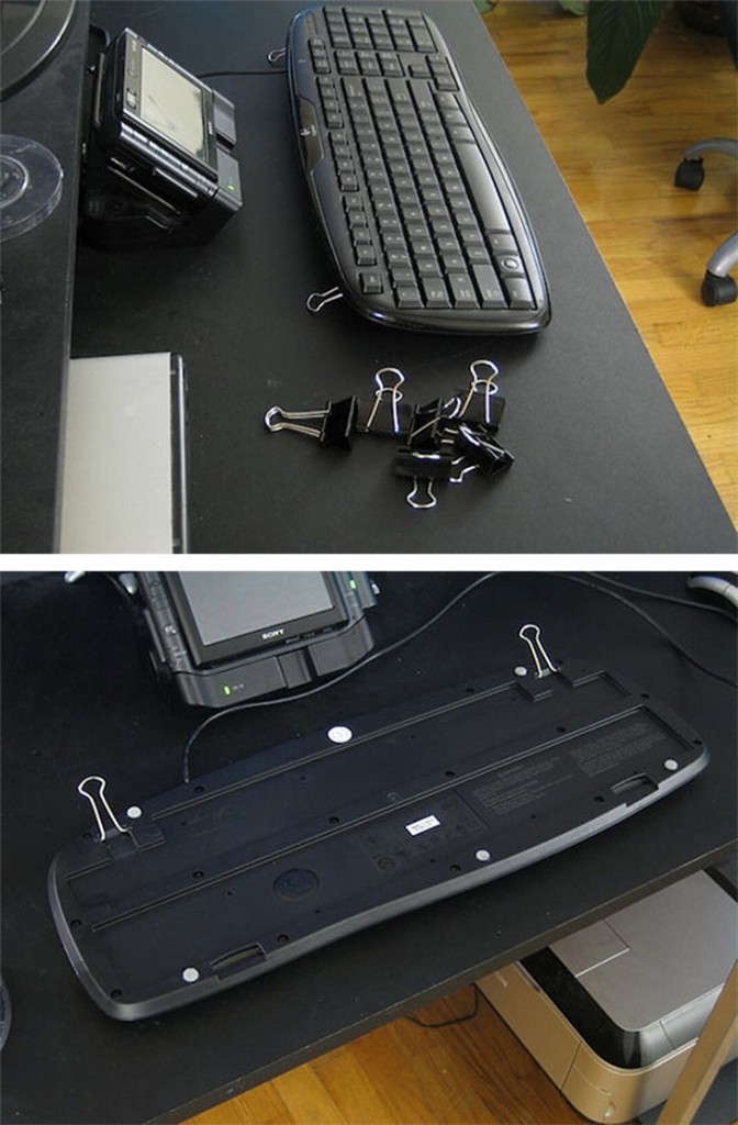 7. Используйте канцелярские зажимы, чтобы заменить потерянные ножки клавиатуры.