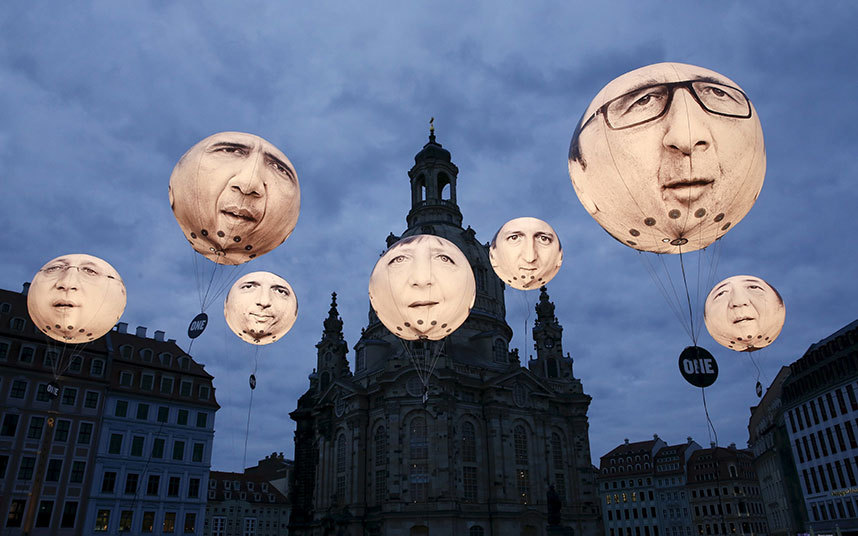 16. Воздушные шары с изображением глав стран G7, перед собором Фрауэнкирхе. 