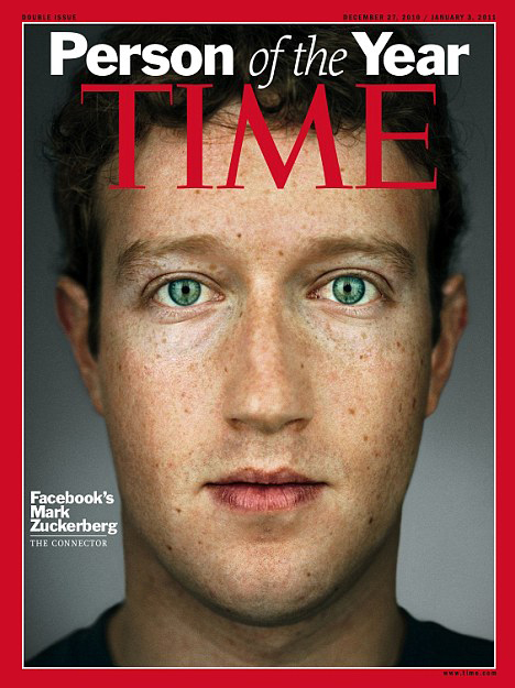 6. В 2010 году основатель Facebook Марк Цукерберг был назван Человеком года по версии Time. Цугерберг был удостоен этого звания «за создание новой системы обмена информацией».
