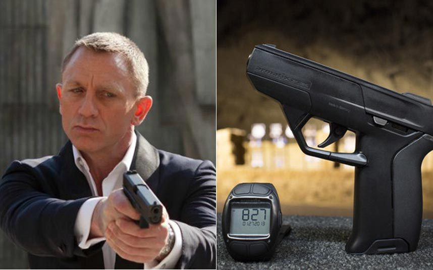 5. В фильме «007: Координаты „Скайфолл“» Джеймс Бонд (Дэниел Крейг) использует закодированный под его руку пистолет. Т.е. стрелять из него может только Бонд. Подобный пистолет был и в фильме «Лицензия на убийство». Немецкая компания Armatix разработала пистолет, стрелять из которого вы сможете только надев специальные радиоуправляемые часы, которые активируют оружие через ПИН-код. Если пистолет потеряет связь с часами, он перестает работать. 