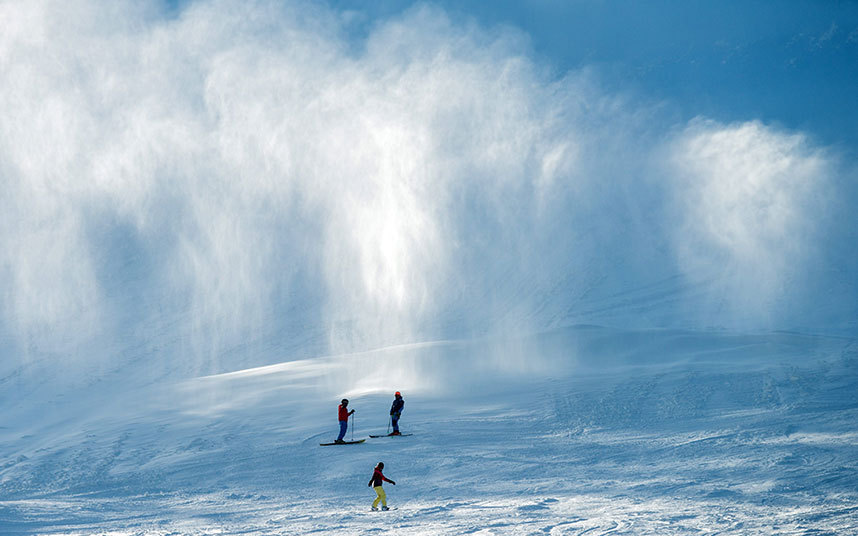 17. Лыжники на склоне горы Гросер-Арбер (Германия), высота которой 1456 метров. 