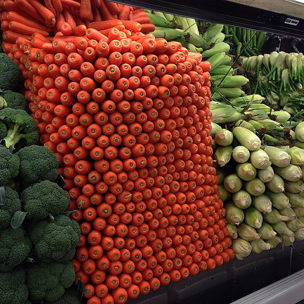 6. А так нужно раскладывать овощи в супермаркете.