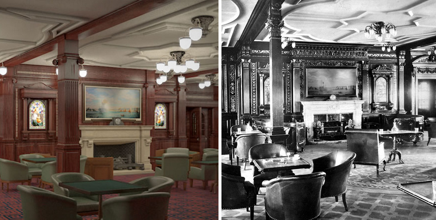 5. Комната для курения, напоминающая лондонский джентльменский клуб, была местом отдыха мужчин.