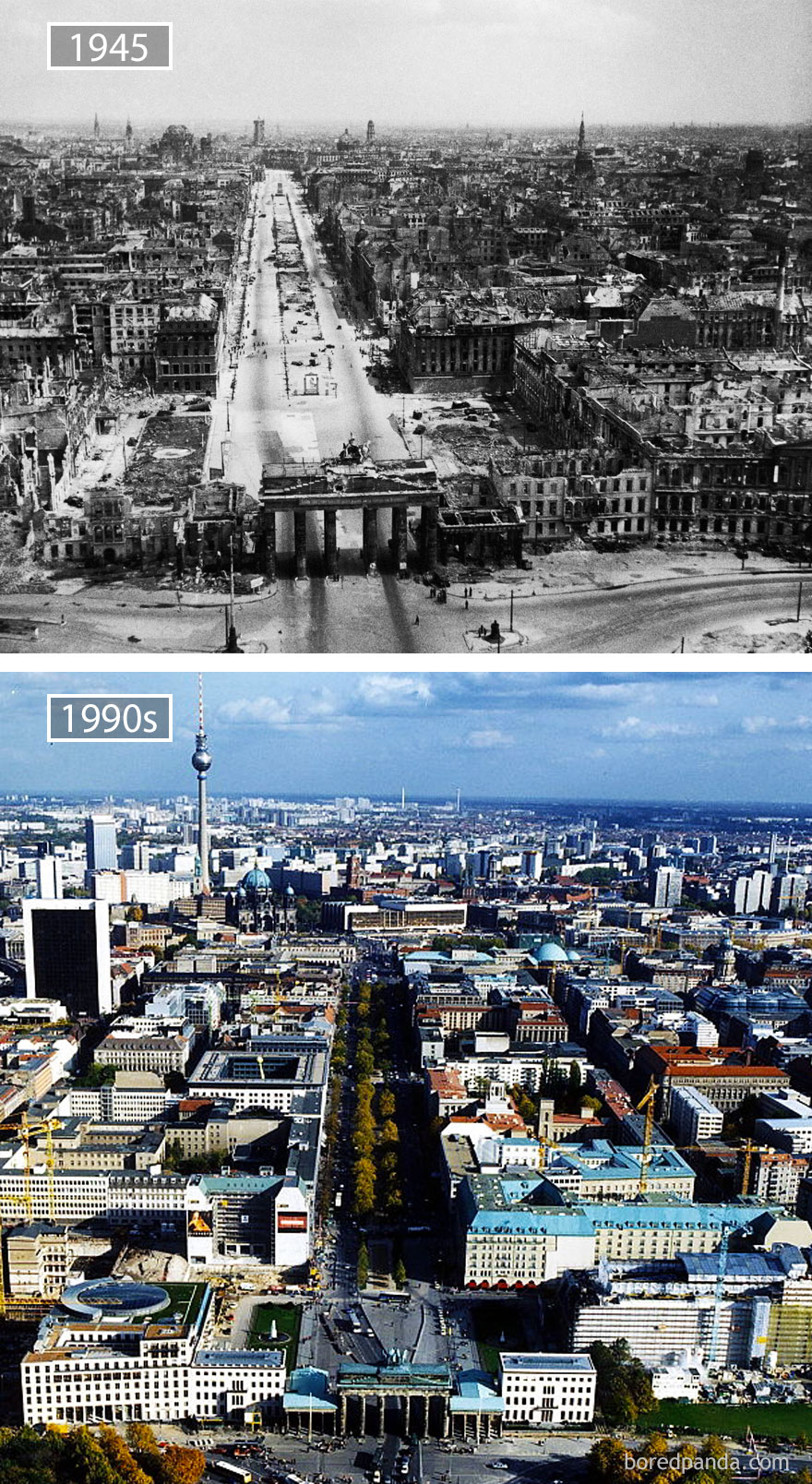 11. Берлин, Германия, в 1945 году и сейчас.