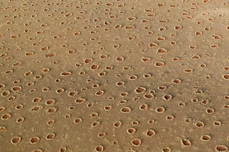 11. Волшебные круги в пустине Намиб, Африка. Исследователи полагают, что эти круги появляются вследствие деятельности песочных термитов.