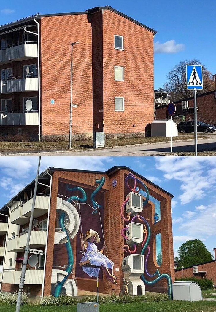7. Здание до и после росписи.