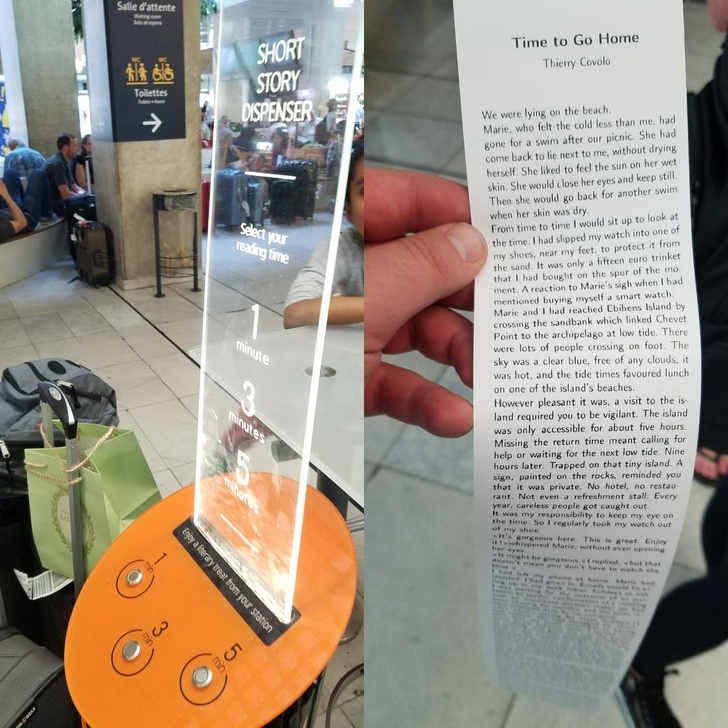 9. В этом аэропорту есть машина, которая будет распечатывать бесплатные рассказы для вас, чтобы прочитать, пока вы ждете.
